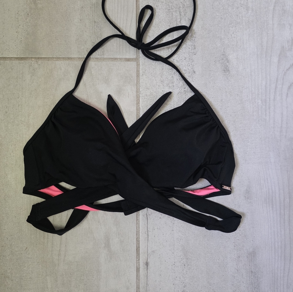 VS PINK Black Criss Cross Bikini Top